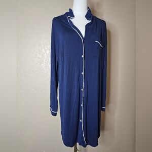 STARS ABOVE Sleep Shirt Blue Perfectly Cozy LongSle Navy Blue Button-Up Cardigan